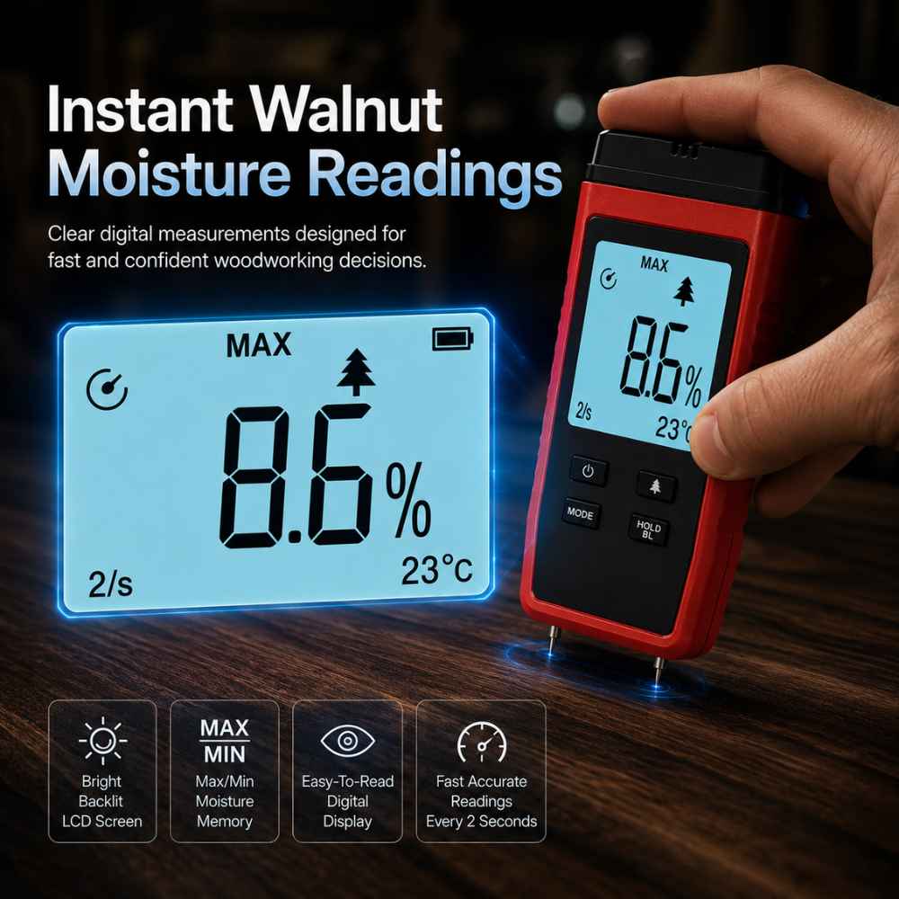 Instant reads of the Walnut moisture meter