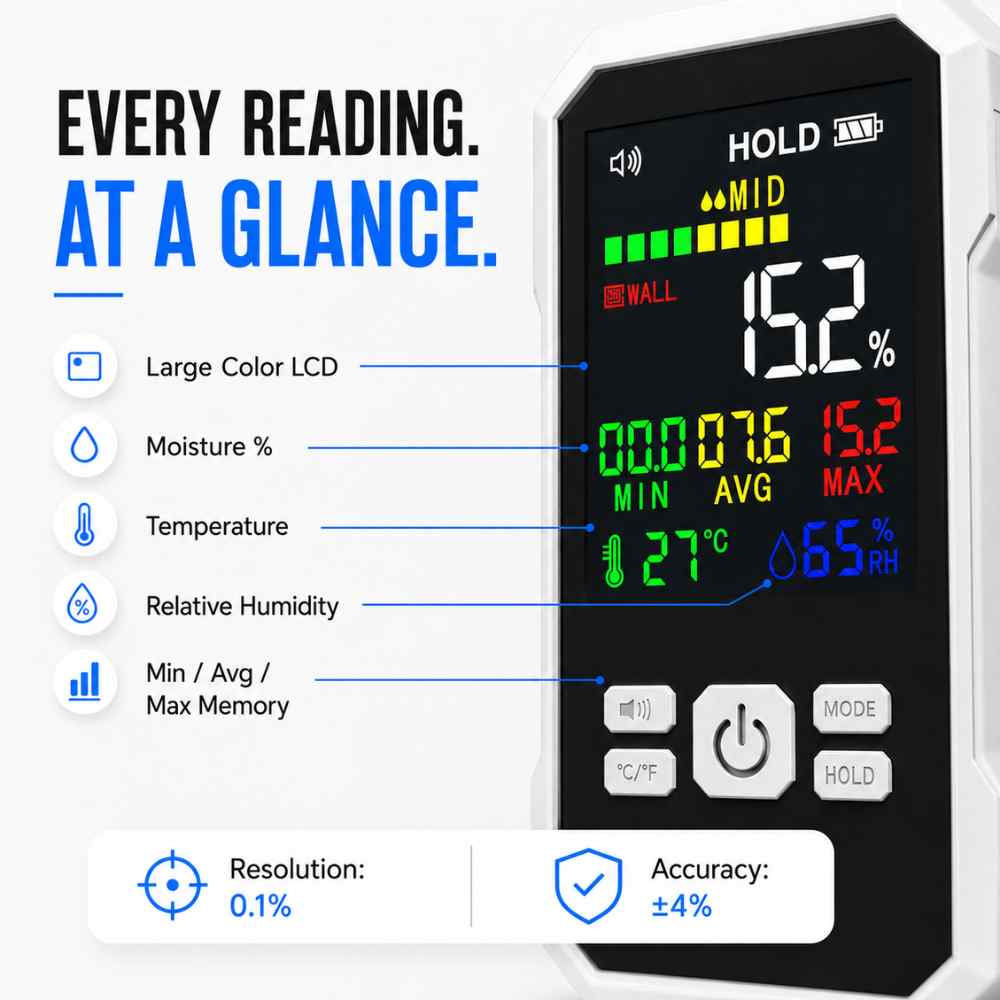 Easy read with the Basement moisture meter