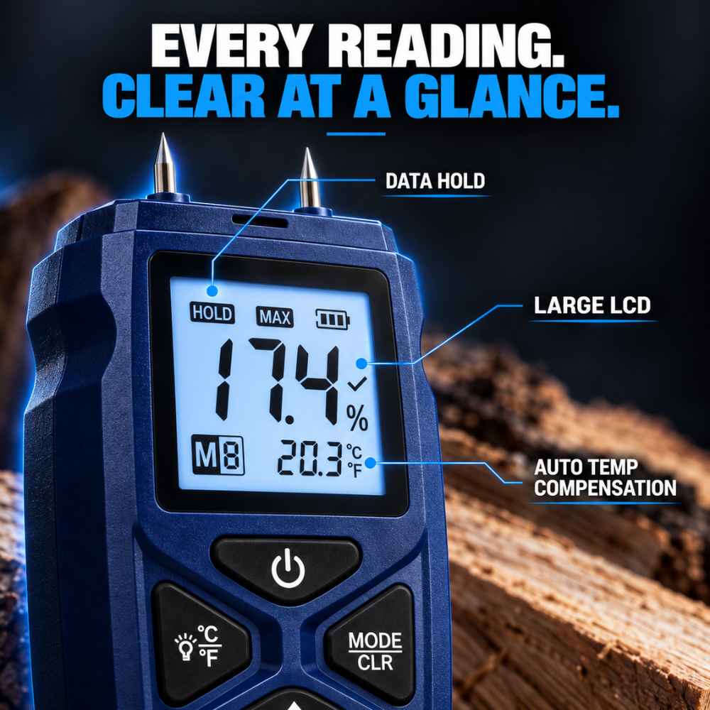 Clear at a Glance, Firewood Moisture Meter Seasoning Checker
