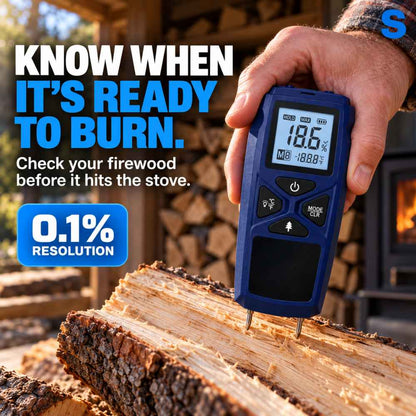 Firewood Moisture Meter Seasoning Checker, know when it's ready to burn