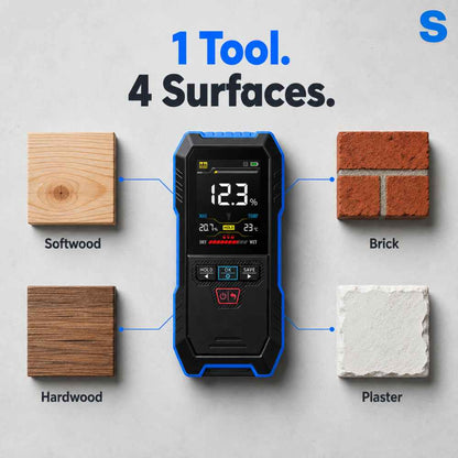 Hand held moisture meter for multiples surfaces