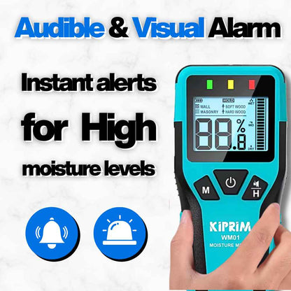 Light and sound alarm on the Hand Held Moisture Meter