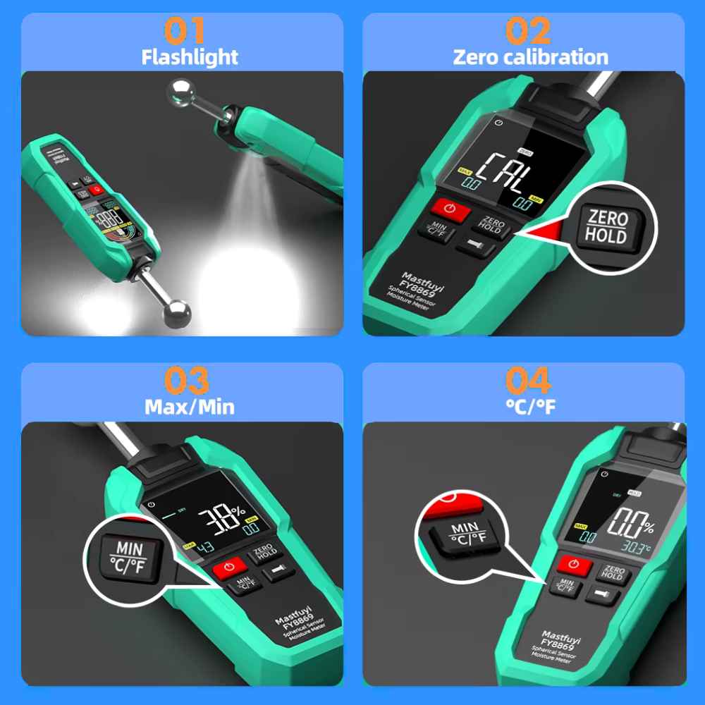 Menu of the High quality moisture meter