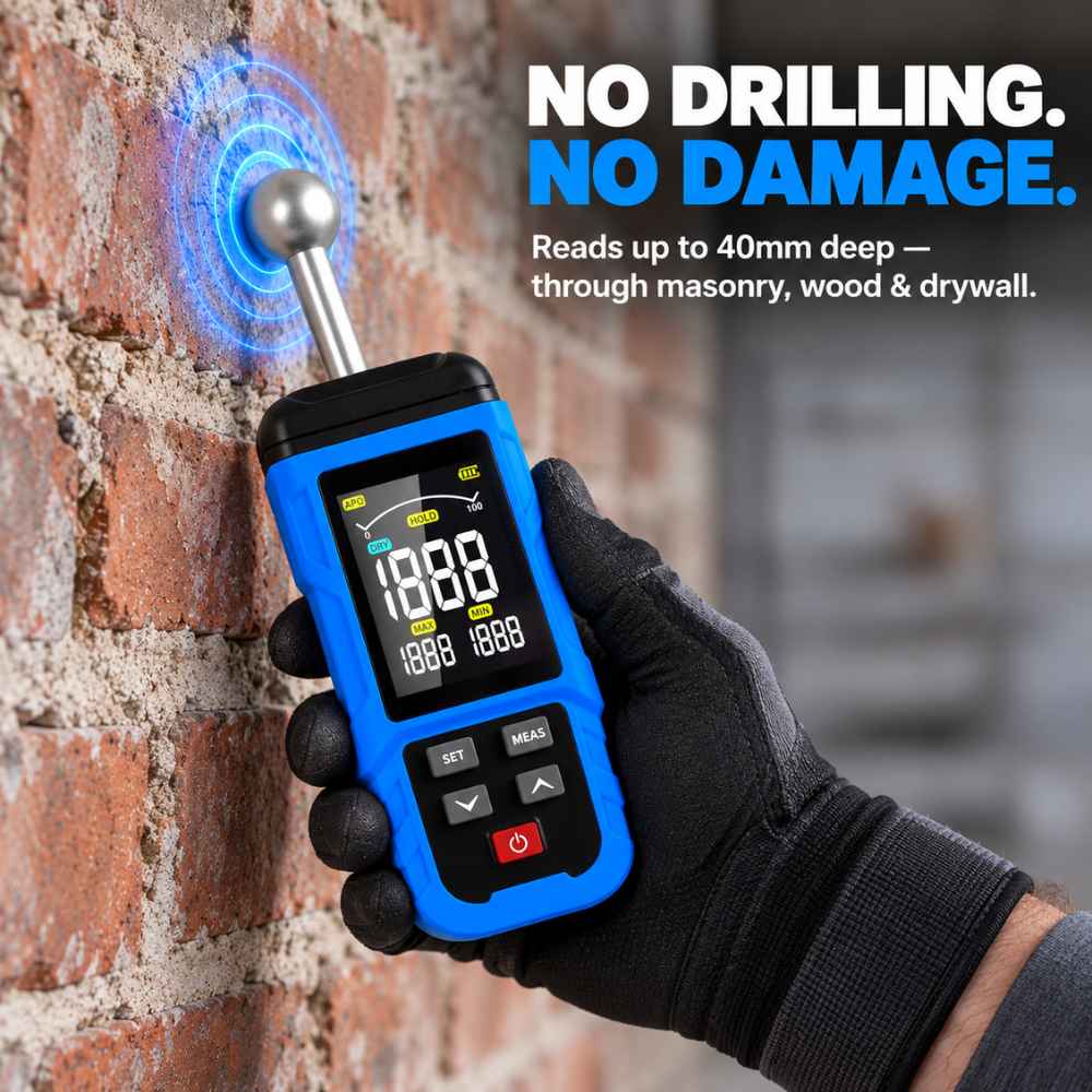 No drilling, no damage with the Masonry moisture meter
