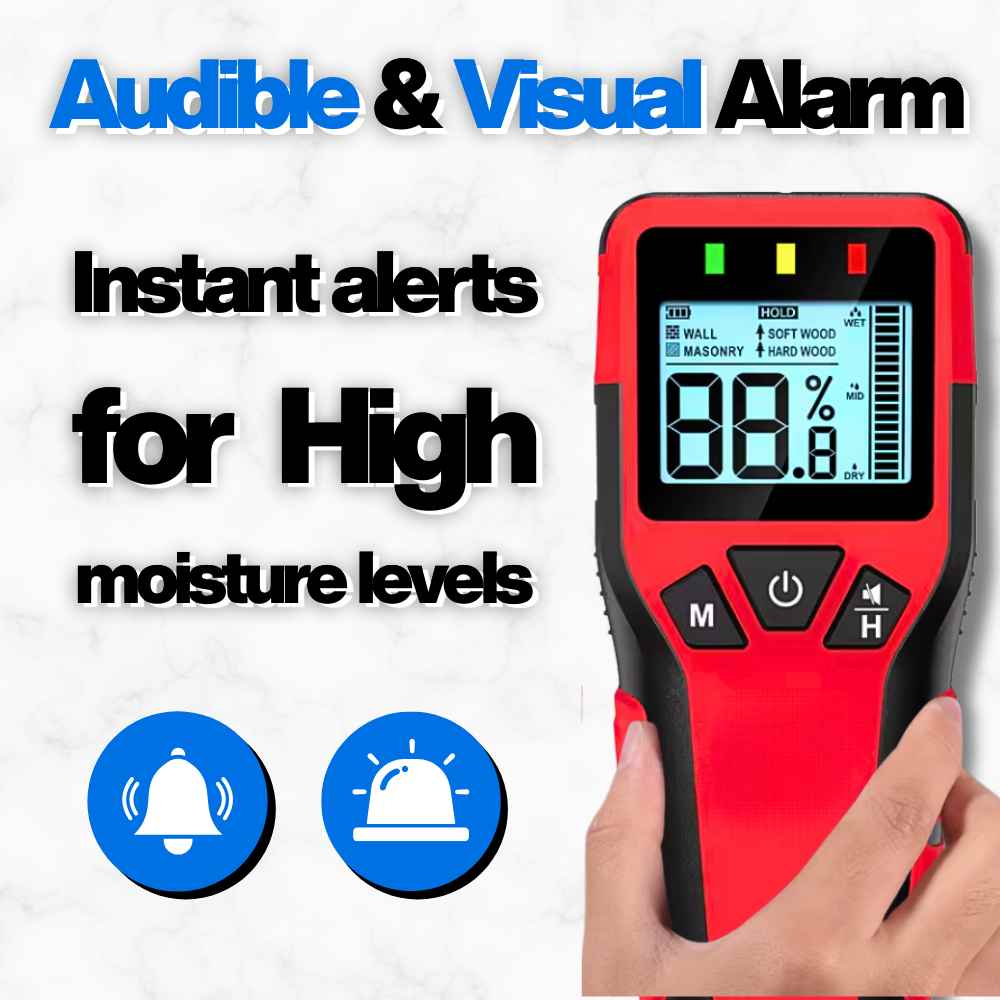 2 Alarms on the Heavy-duty Moisture meter for home inspection