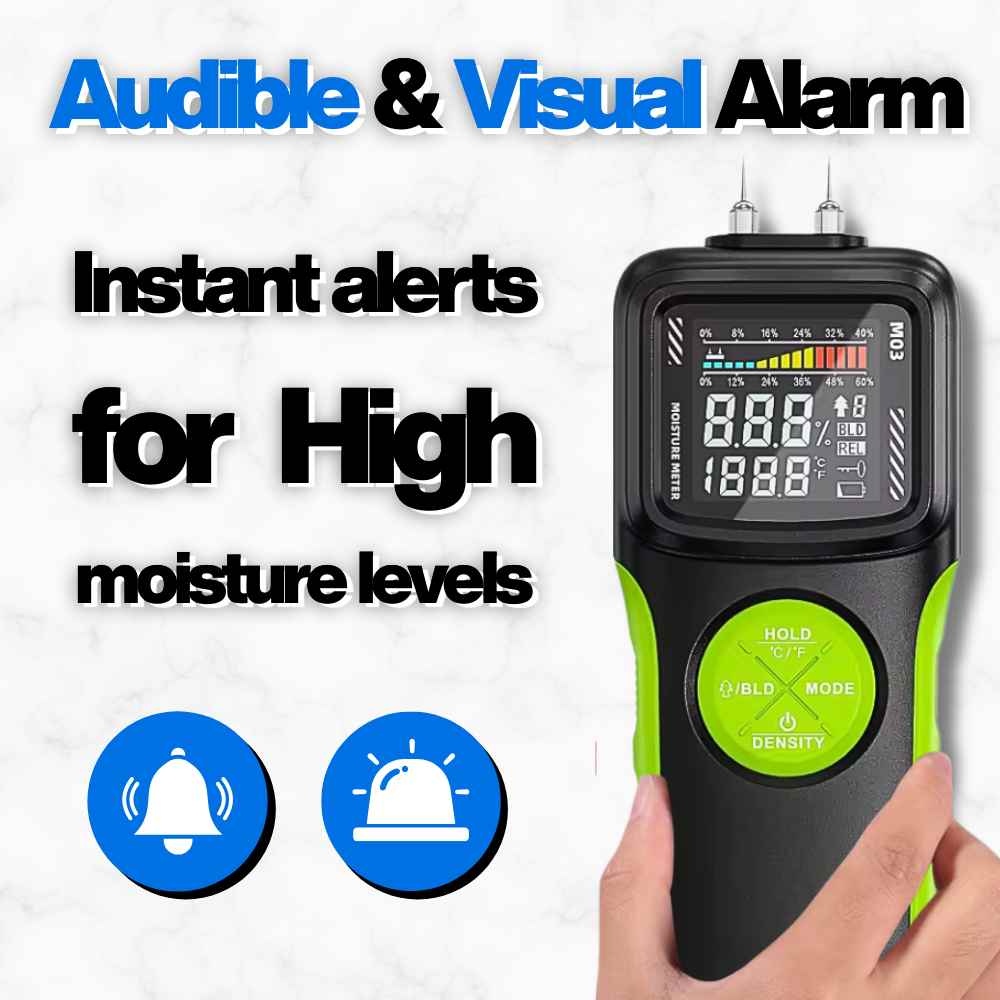 2 alarm on the Pin pinless moisture meter 