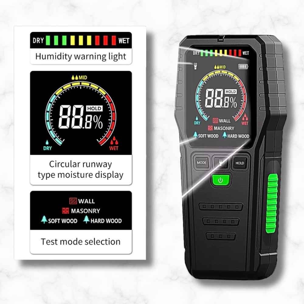 HD screen on the Smart Pinless wood moisture meter 