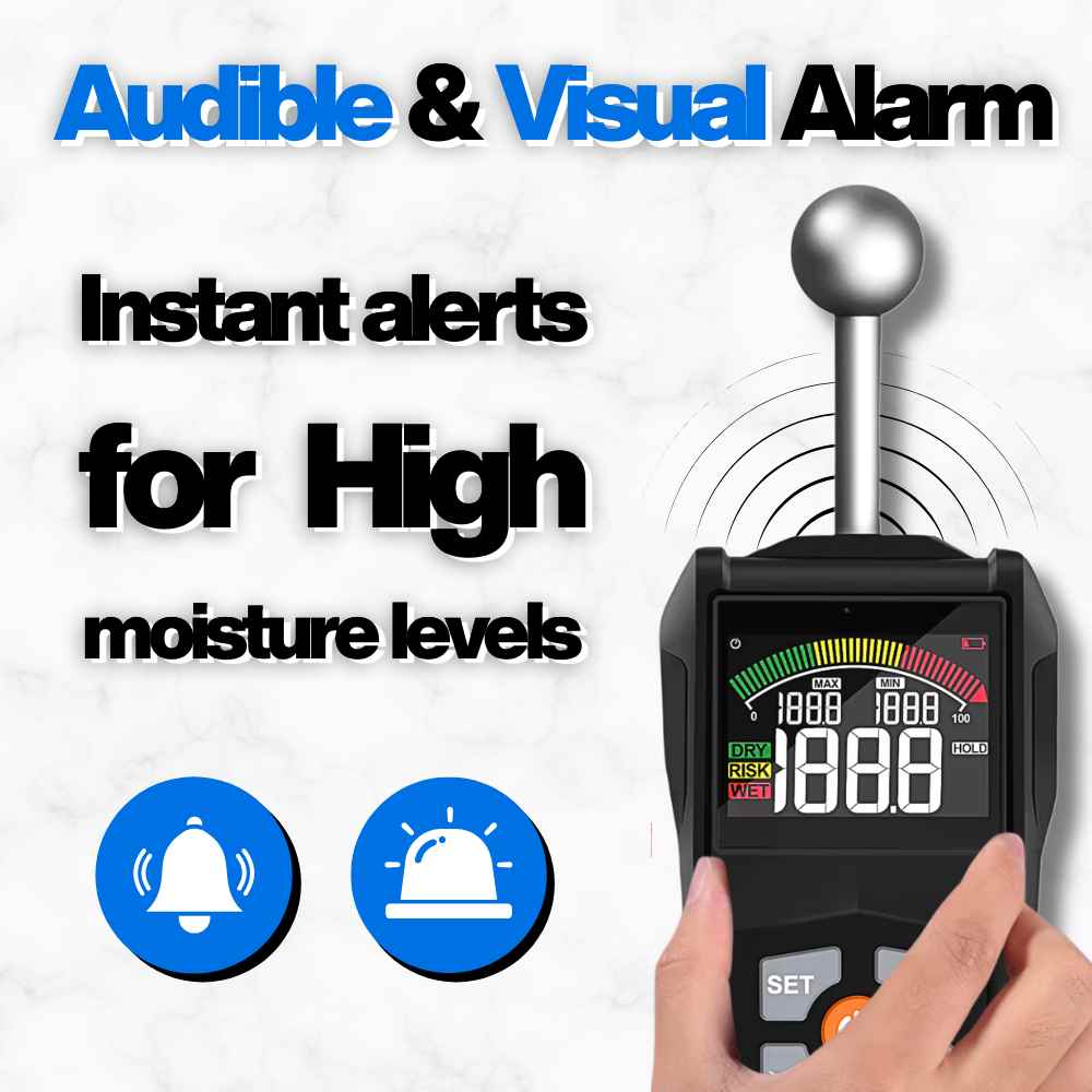 Types of alarm on the All-in-one Professional moisture meter