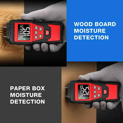 Timber moisture meter on paper and wood