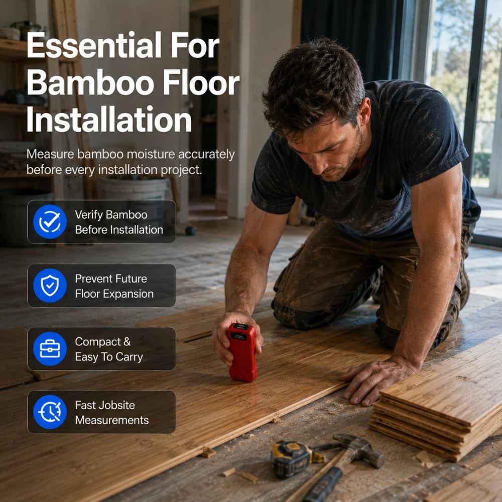 Installation of bamboo floor with the Bamboo moisture meter