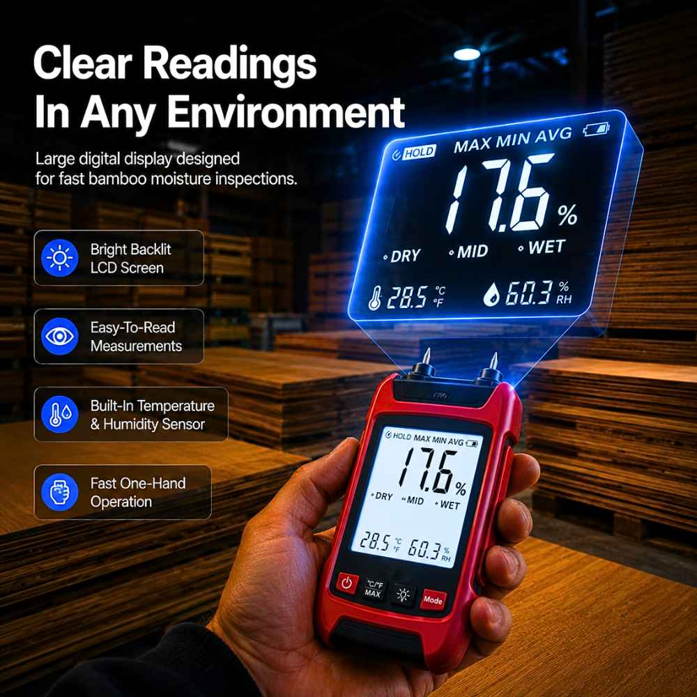 Clear readings on the Bamboo moisture meter