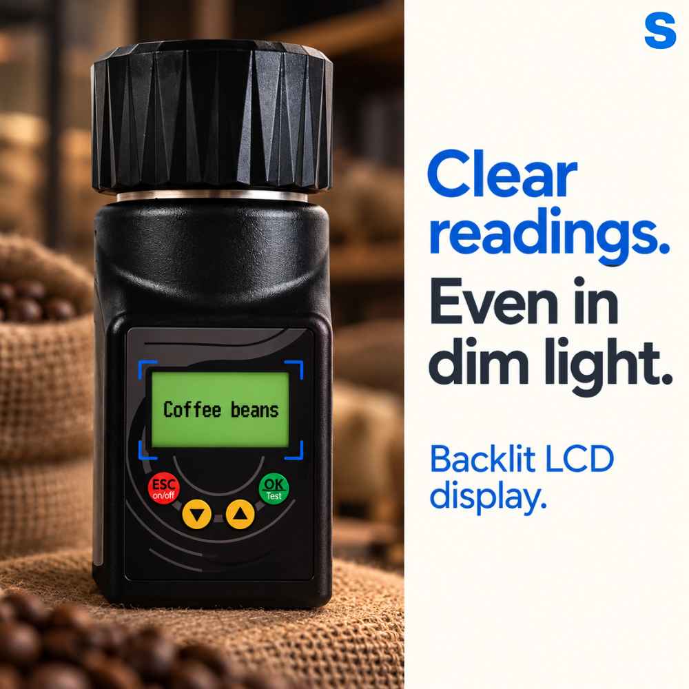 Clear read with the Coffee moisture meter