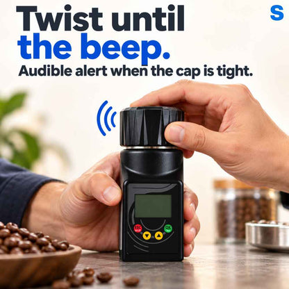 Twist until the beep of the Coffee moisture meter