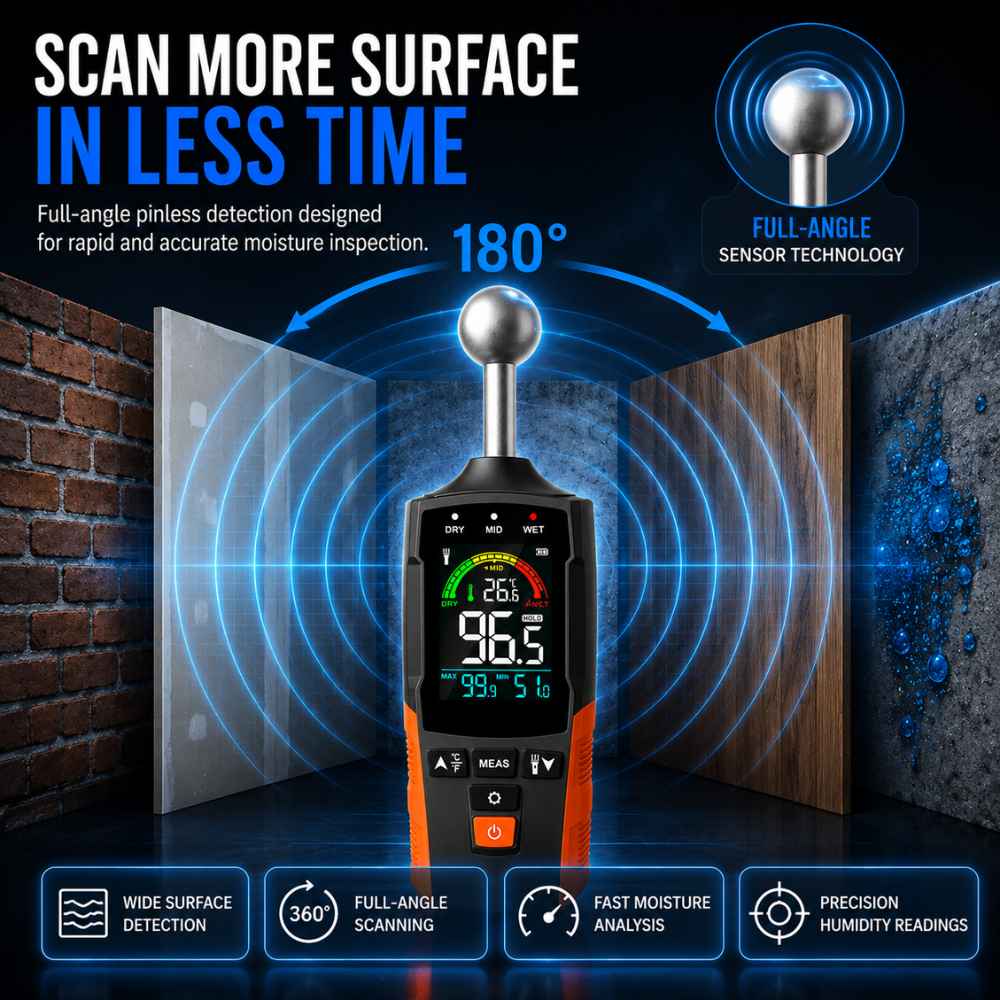 The 180 angle of this Masonry moisture meter