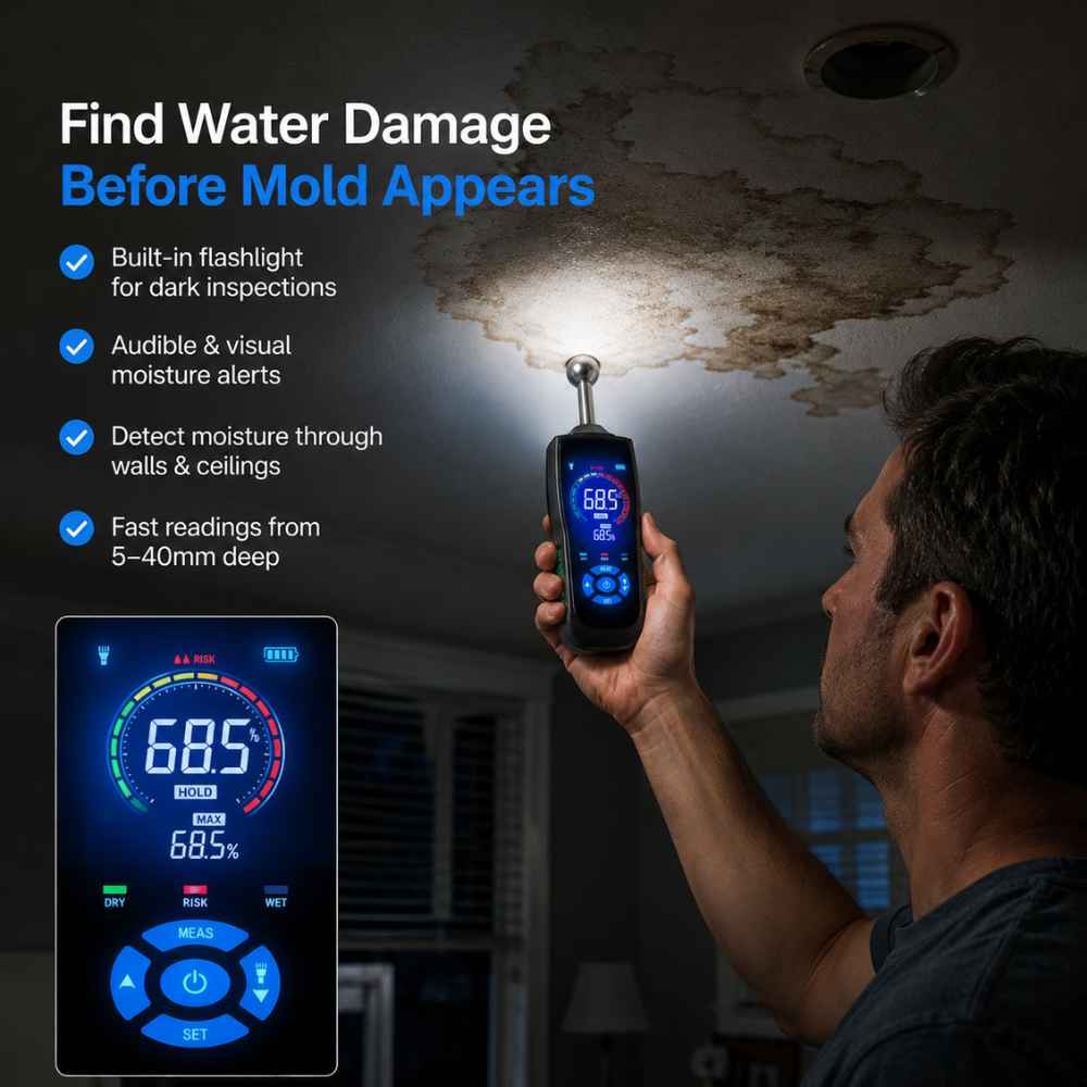 Dark inspection thank to the Moisture meter for water damage