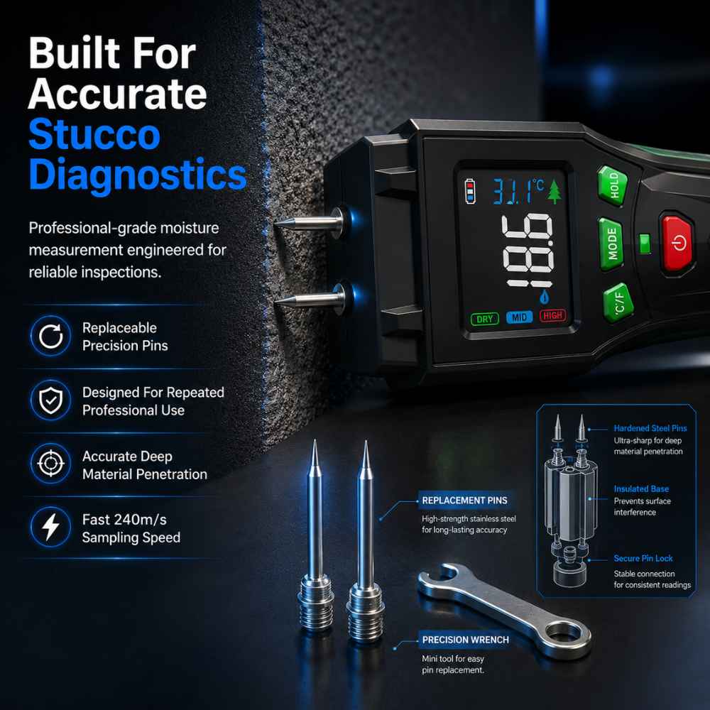 Perfect diagnostic thank to the Stucco moisture meter
