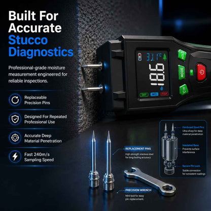 Perfect diagnostic thank to the Stucco moisture meter