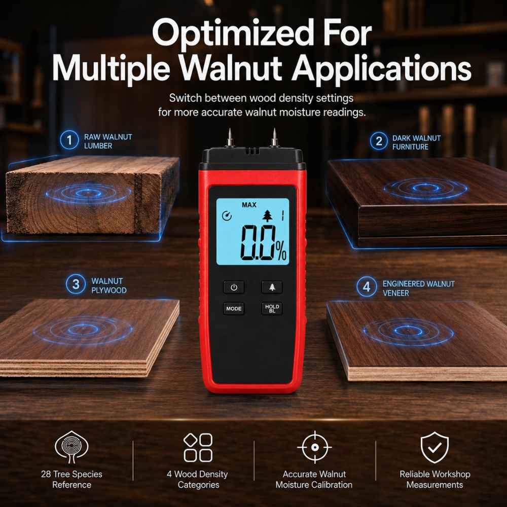 Walnut moisture meter for multiple walnut types
